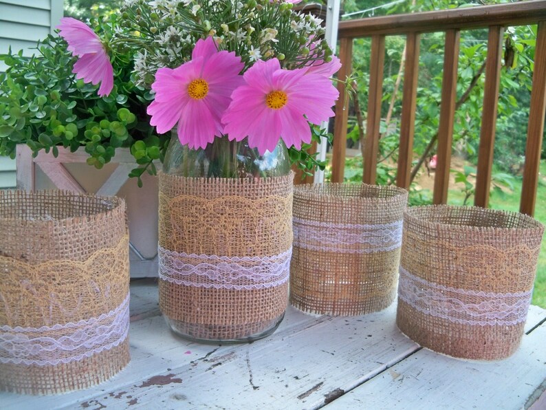 10 Burlap Mason Jar Sleeves DIY Wedding Decorations Rustic Etsy
