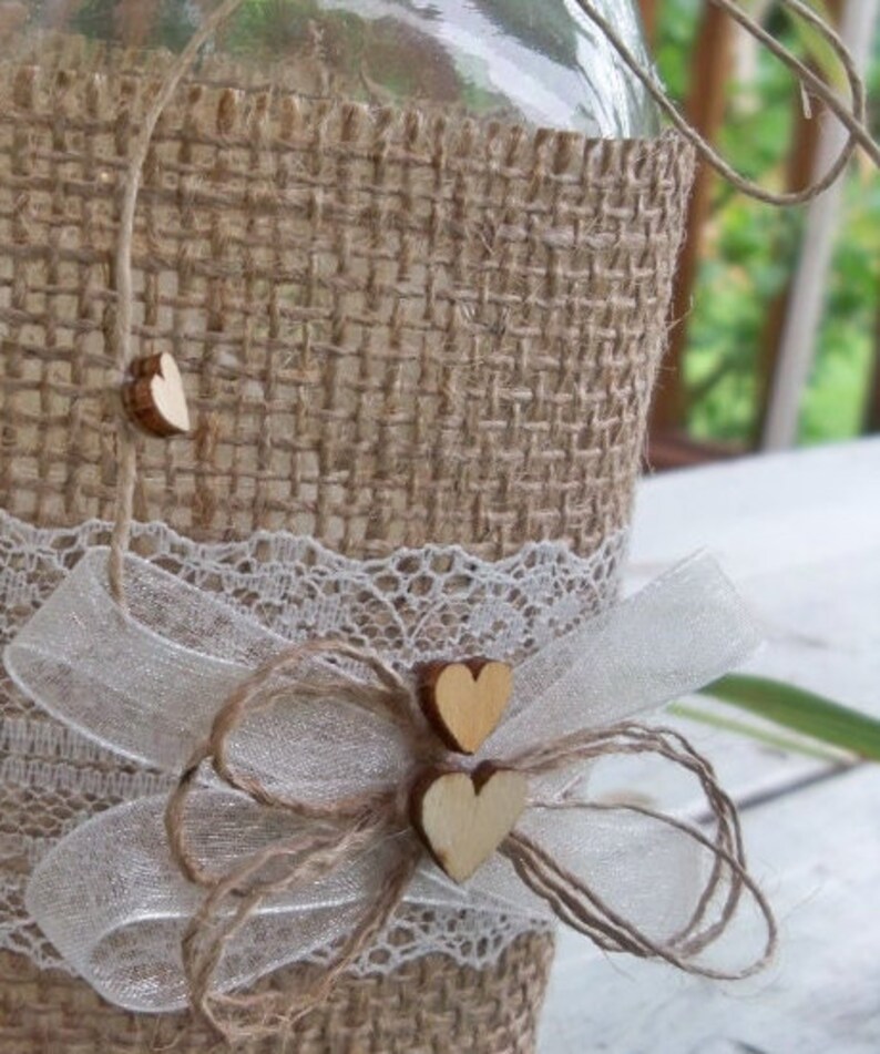 6 Burlap Mason Jar Sleeves DIY Wedding Decorations Rustic Etsy