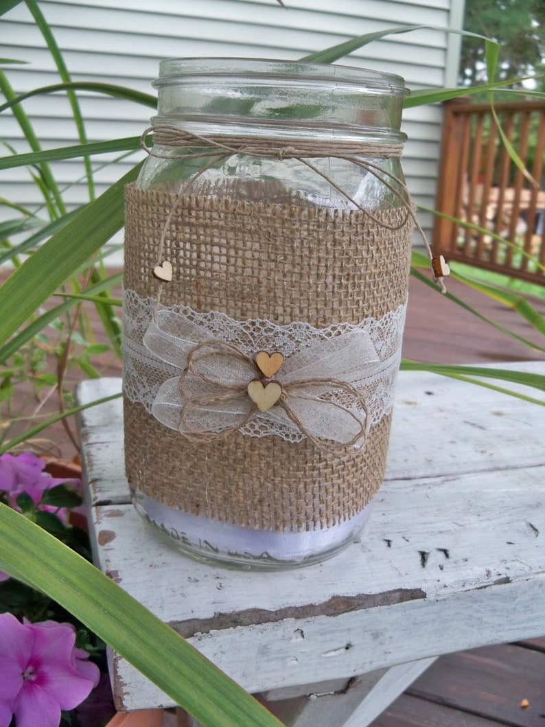 6 Burlap Mason Jar Sleeves DIY Wedding Decorations Rustic Etsy