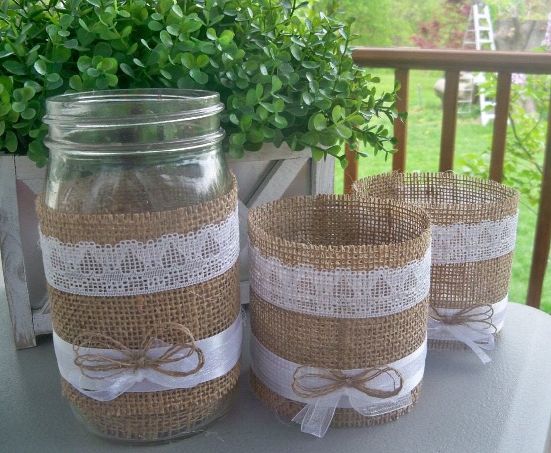10 Burlap Mason Jar Sleeves DIY Wedding Decorations Rustic - Etsy
