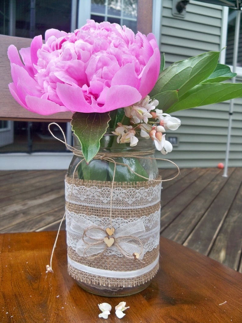 10 Burlap Mason Jar Sleeves, DIY Wedding Decorations, Rustic Wedding