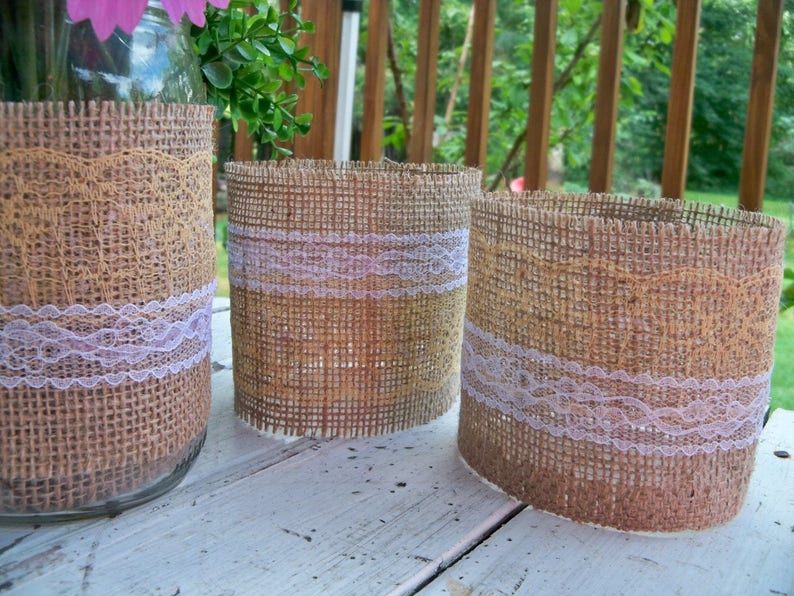 10 Burlap Mason Jar Sleeves DIY Wedding Decorations Rustic Etsy