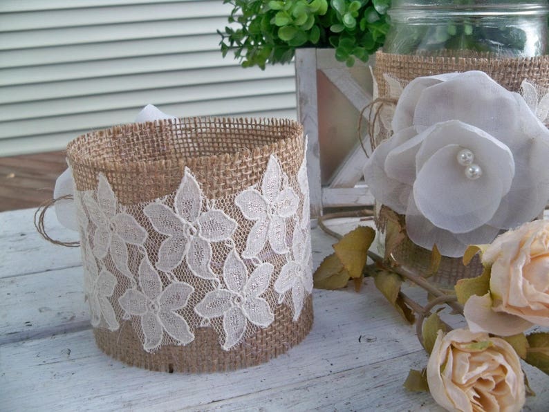 4 Burlap Mason Jar Sleeves DIY Wedding Decorations Rustic Etsy