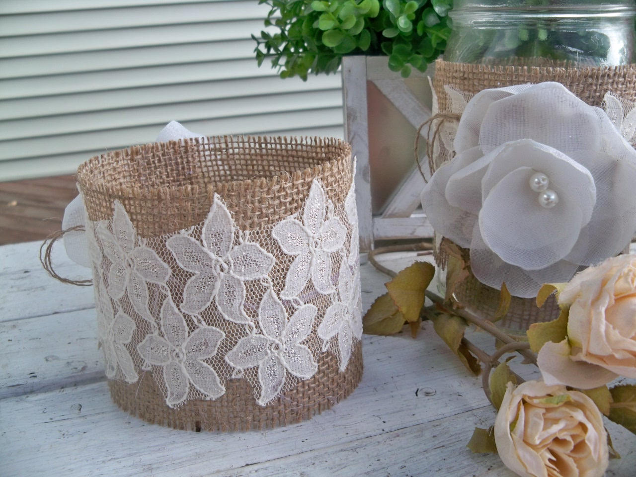 4 Burlap Mason Jar Sleeves, DIY Wedding Decorations, Rustic Wedding ...