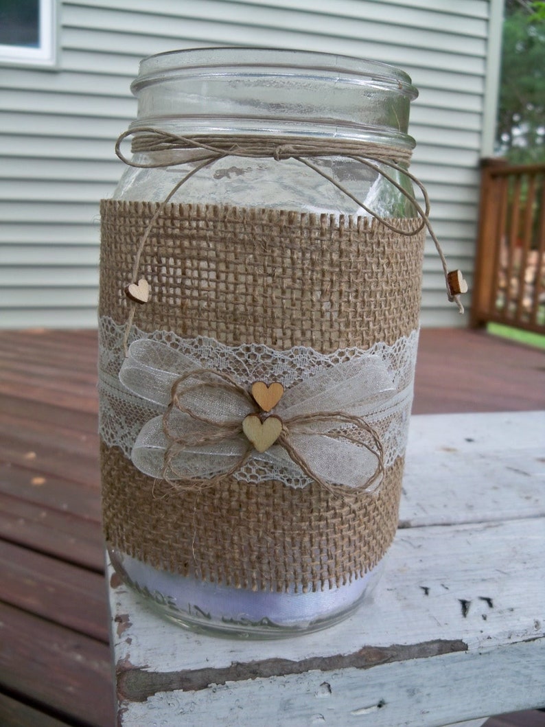 6 Burlap Mason Jar Sleeves DIY Wedding Decorations Rustic Etsy