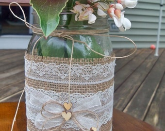 Burlap Mason Jar Sleeves, DIY Wedding Decorations, Rustic Wedding Decorations