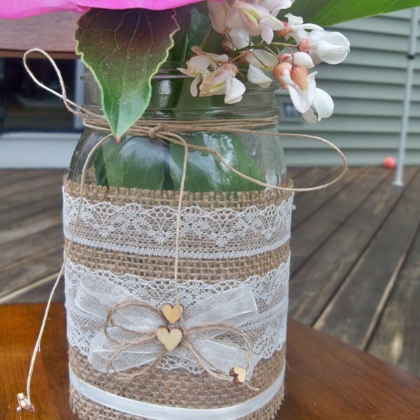 10 Burlap Mason Jar Sleeves, DIY Wedding Decorations, Rustic Wedding Decorations