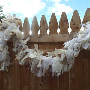Wedding Natural Burlap Lace Ivory Garland 5ft.- Decoration Rastic chic