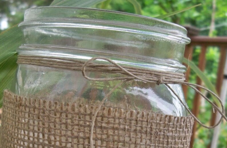 10 Burlap Mason Jar Sleeves, DIY Wedding Decorations, Rustic Wedding