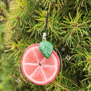 Grapefruit Polymer clay keychain