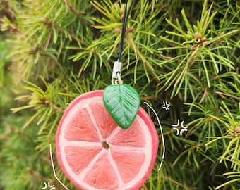 Grapefruit Polymer clay keychain