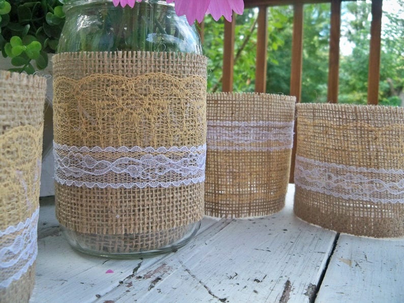 10 Burlap Mason Jar Sleeves DIY Wedding Decorations Rustic Etsy
