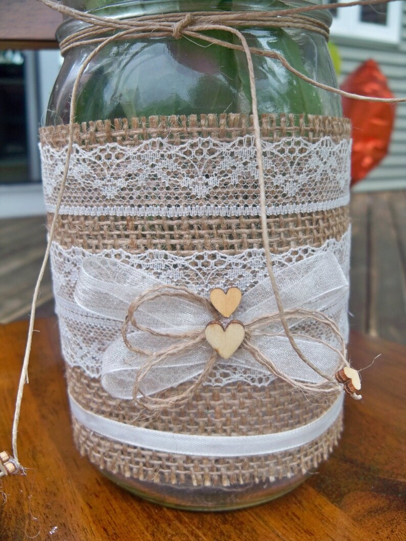 10 Burlap Mason Jar Sleeves, DIY Wedding Decorations, Rustic Wedding