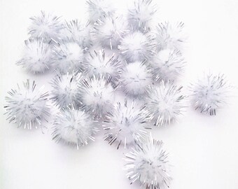 4 white tassels made of felt and Silver metallic threads