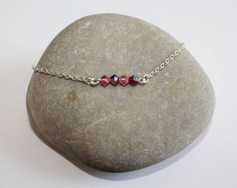 Bracelet in silver and pink Swarovski bicone beads