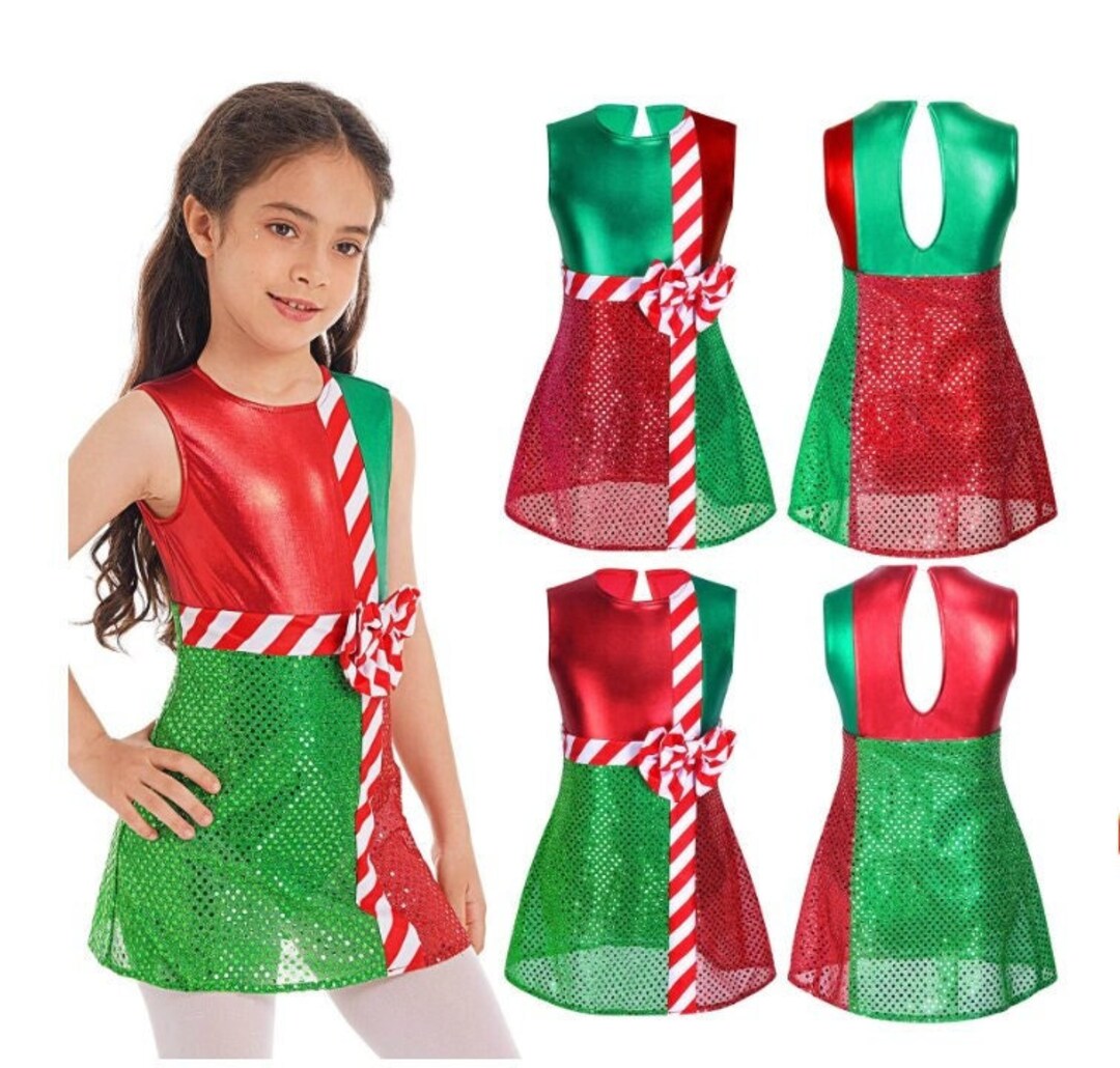 616Y Girls Christmas Leotard Dance Costumes Xmas Carnival Etsy