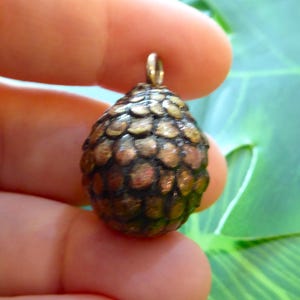 Handmade Polymer Clay Dragon Egg Pendant - Dark Copper
