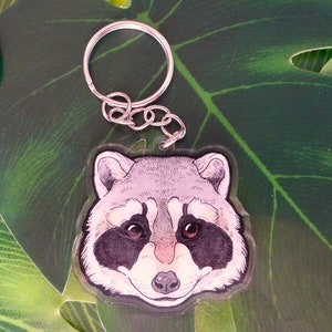 Racoon Face Clear Acrylic Keychain