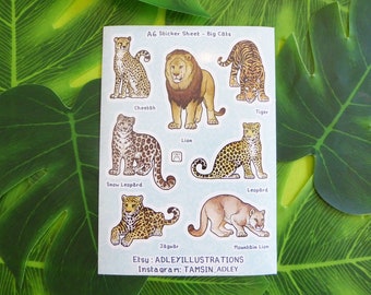 A6 Big Cats Sticker Sheet