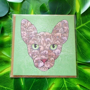 Design de gato Sphynx - Cartão de felicitações ilustrado