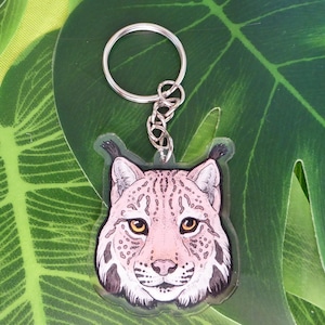 Lynx Face Clear Acrylic Keychain