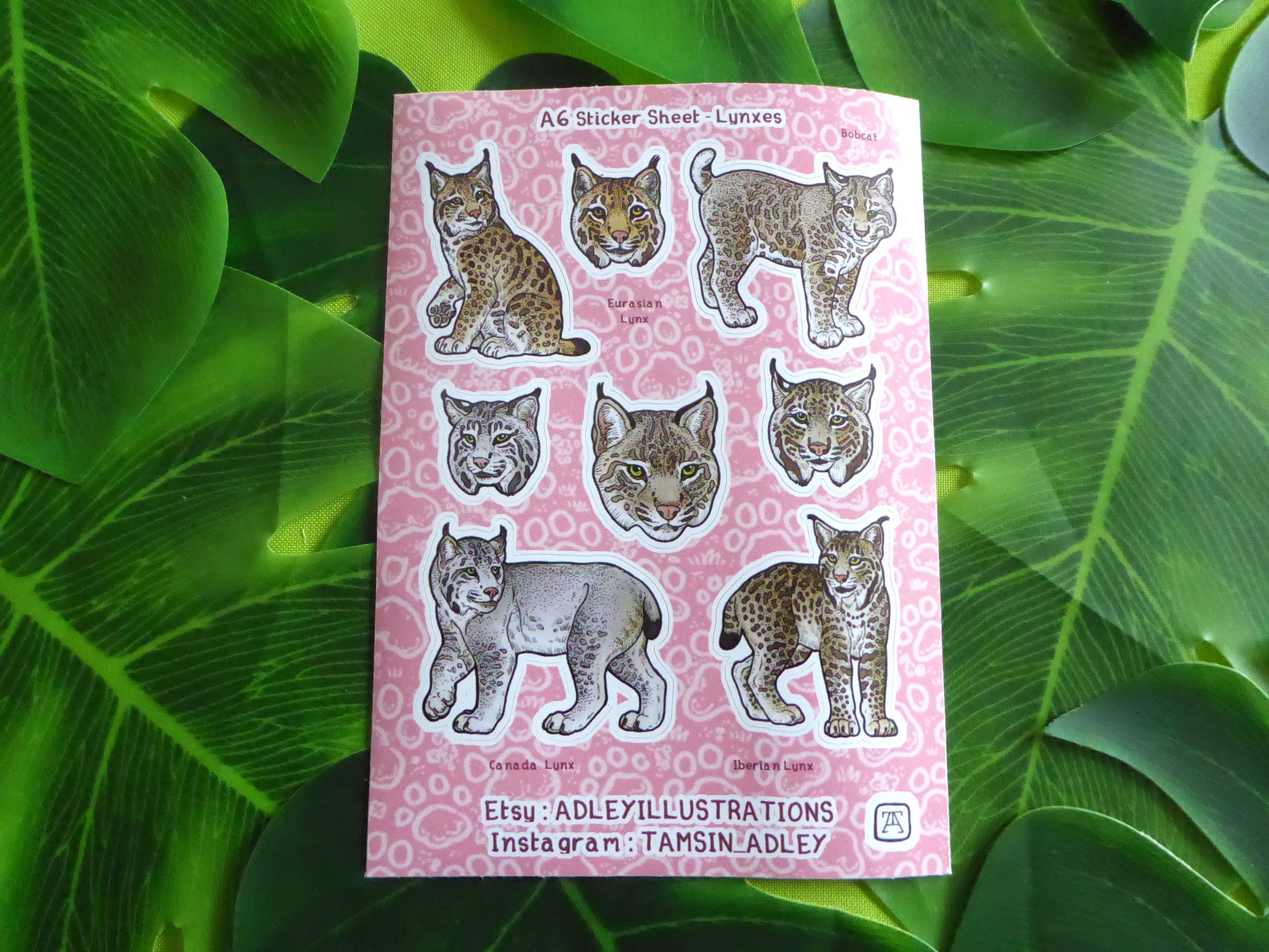 A6 Lynx types Sticker Sheet