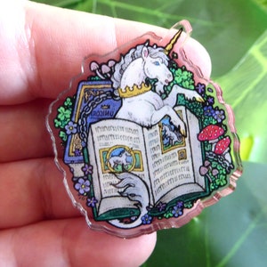 Double layered Acrylic Pin Badge Medieval Unicorn