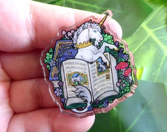 Double layered Acrylic Pin Badge Medieval Unicorn
