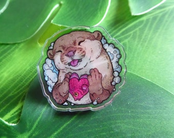 Acryl Pin Anstecker Otter Love