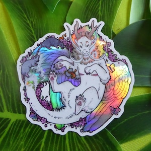 Holographic Trans Masc Pride Dragon Sticker