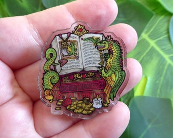 Double layered Acrylic Pin Badge Medieval Dragon