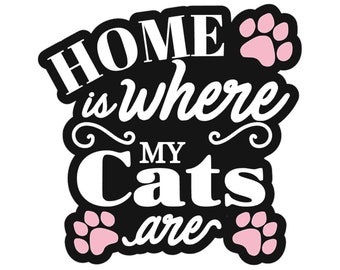 Cat Car Magnet: Home is Where My Cats Are, 4x4 inch