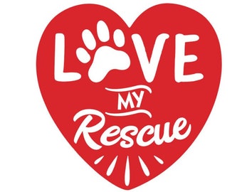 Love My Rescue Car Magnet: Dog Paw Heart Decor