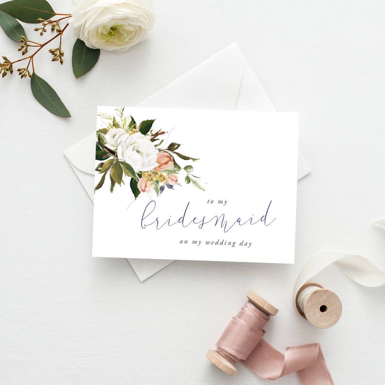 To My Bridesmaid Wedding Card 5x7 Printable To my Bridesmaid Wedding Card PLP -006 Wedding Thank You Card Floral Thank You Card