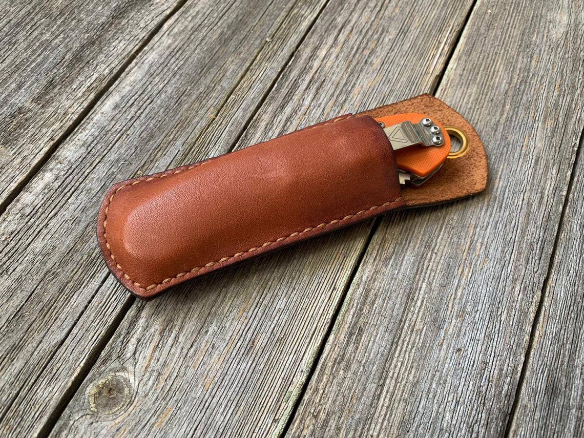 EDC knife case. leather case for folding knife. EDC leather Etsy