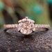 Morganite engagement ring vintage prong set unique rose gold half eternity moissanite art deco Wedding  Jewelry anniversary gift