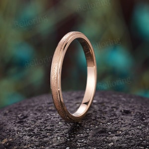 Vintage 14k rose gold wedding band unique minimalist straight wedding ring simple handmade stacking ring promise anniversary matching bands