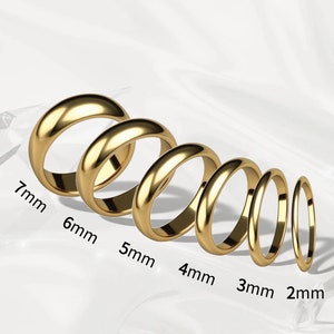Plain 14k Gold Wedding Bands Minimalist Wedding Rings - 2mm-8mm Thin Stackable Ring Simple Polished Dome Ring | Custom Engraved Ring
