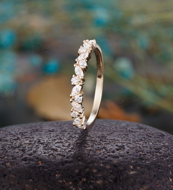Marquise moissanite wedding band deals