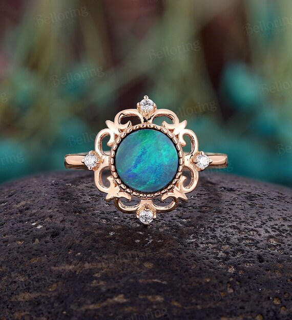 Side Stones Opal And Diamond Cluster Ring Arista Oval Cut Diamond