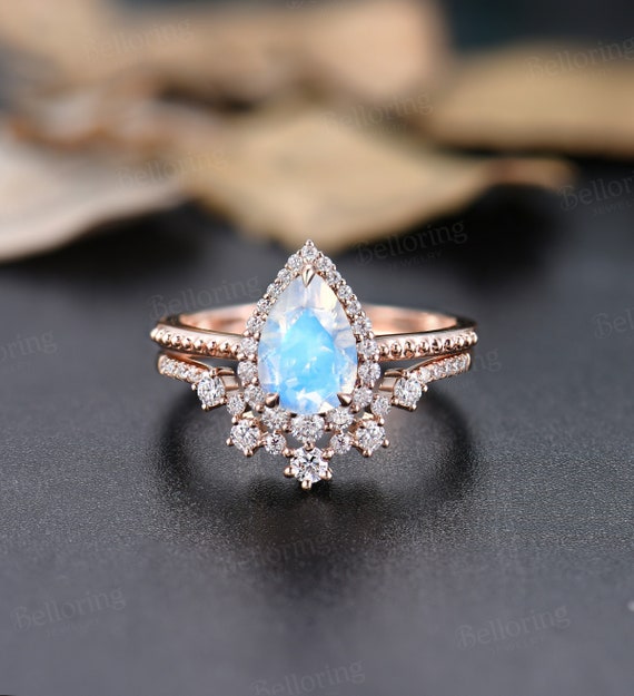 Pear shaped shop moonstone engagement ring