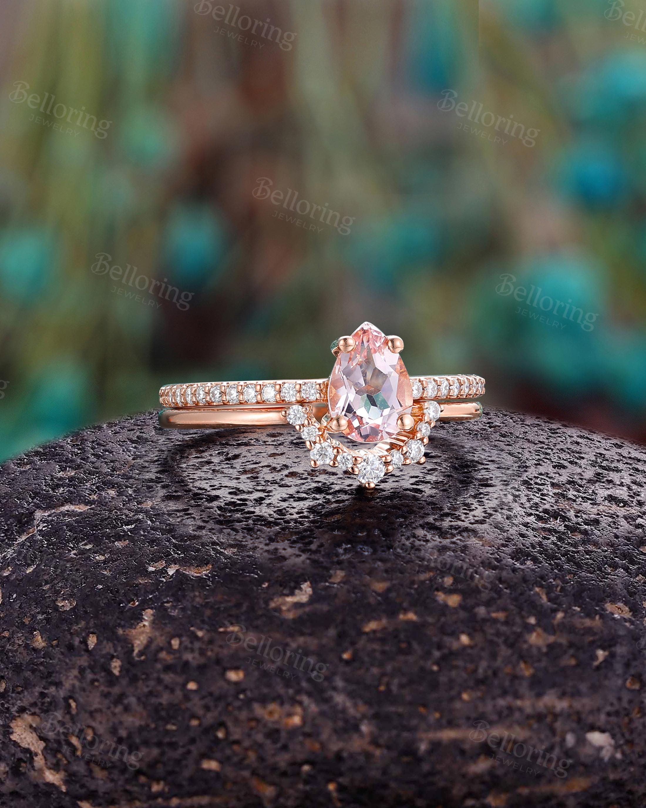 Anello di fidanzamento in Moissanite con taglio smeraldo 14k fedi nuziali in oro