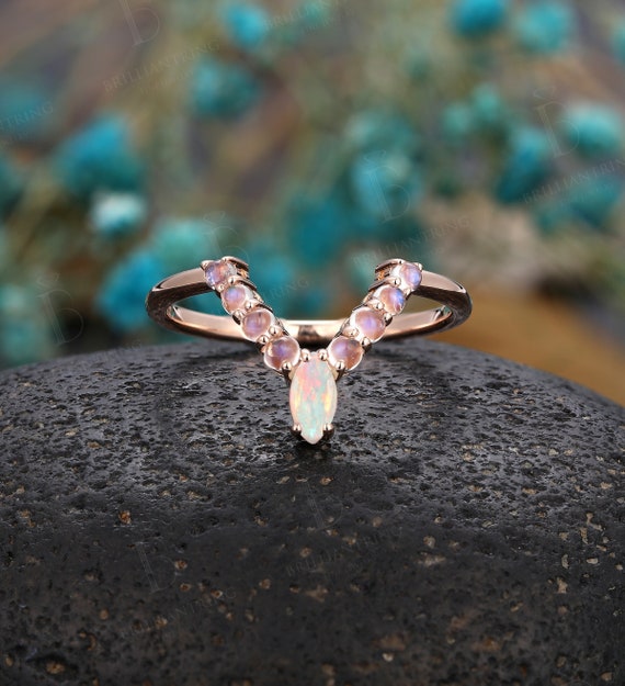 Curved opal wedding sale band