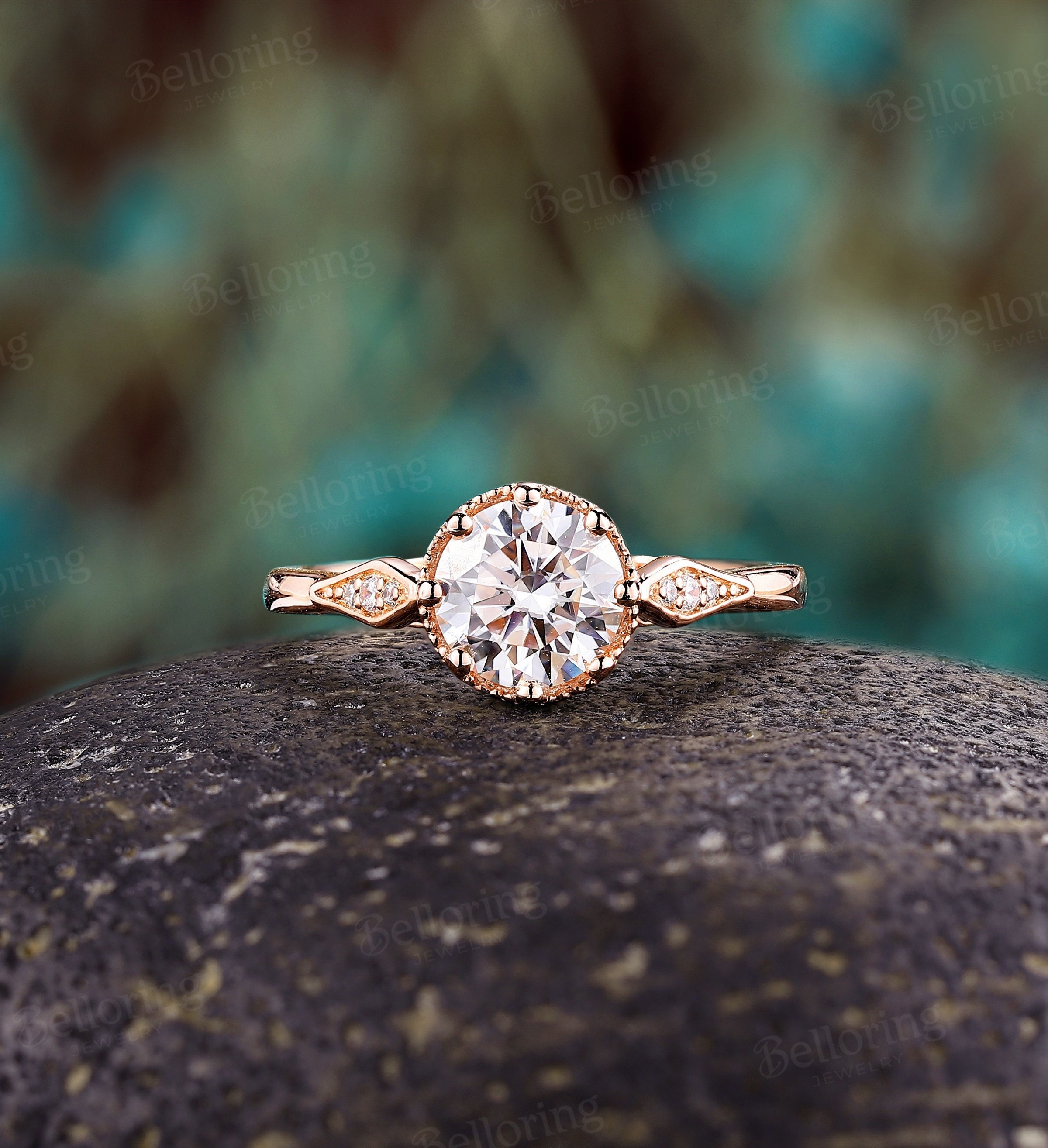 Round vintage engagement rings sale