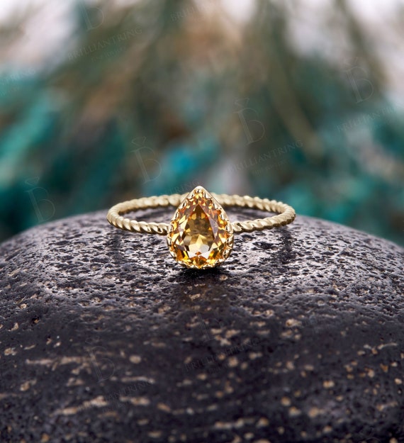 7.0mm Citrine and 1/8 CT. T.W. Diamond Engagement Ring in 10K Gold | Zales