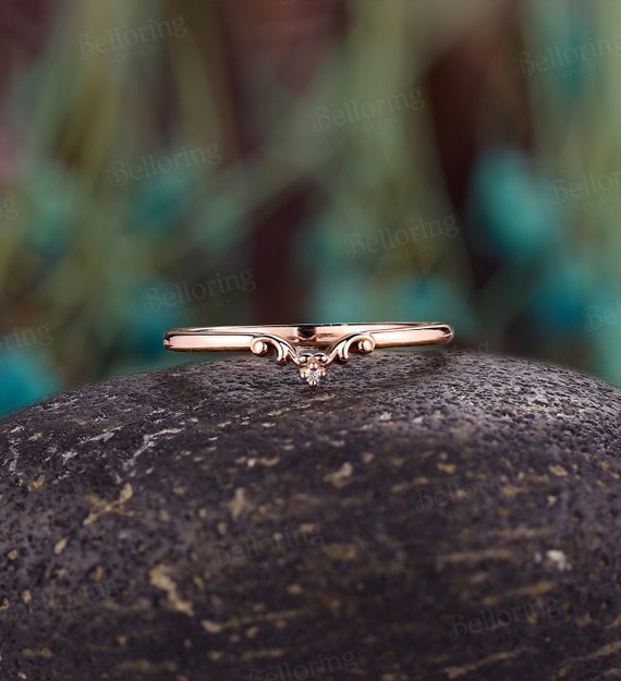 Vintage Round Diamond Wedding Band,simple Solitaire Ring,stacking