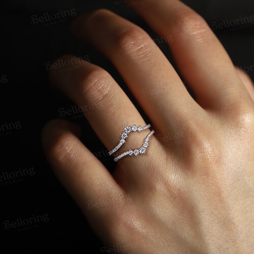 Moissanite Curved Enhancer Wedding Band Vintage Eternity Etsy