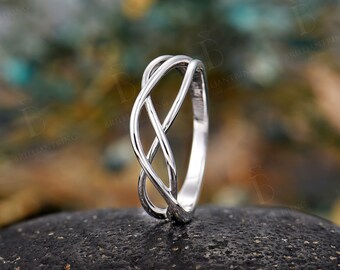 9ct Celtic Knot White Gold Wedding Ring Band – 6mm Wide – Sizable (K-Z)