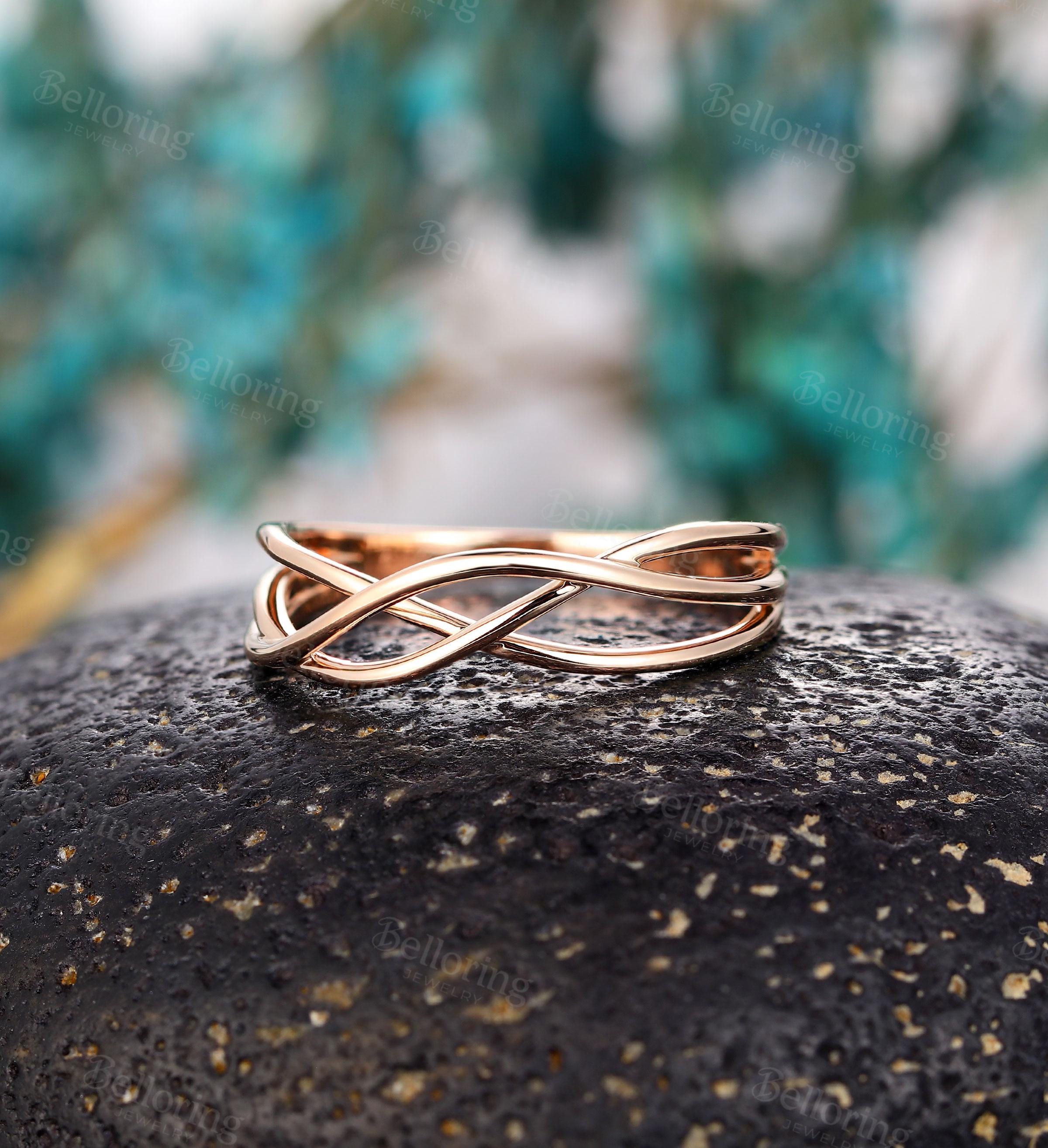 Minimalist Timeless Celtic Wedding Band,dainty Yellow Gold