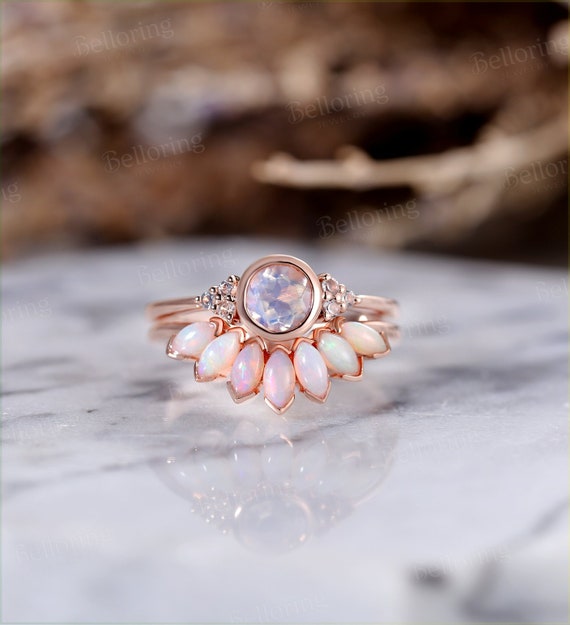 Vintage moonstone engagement ring deals